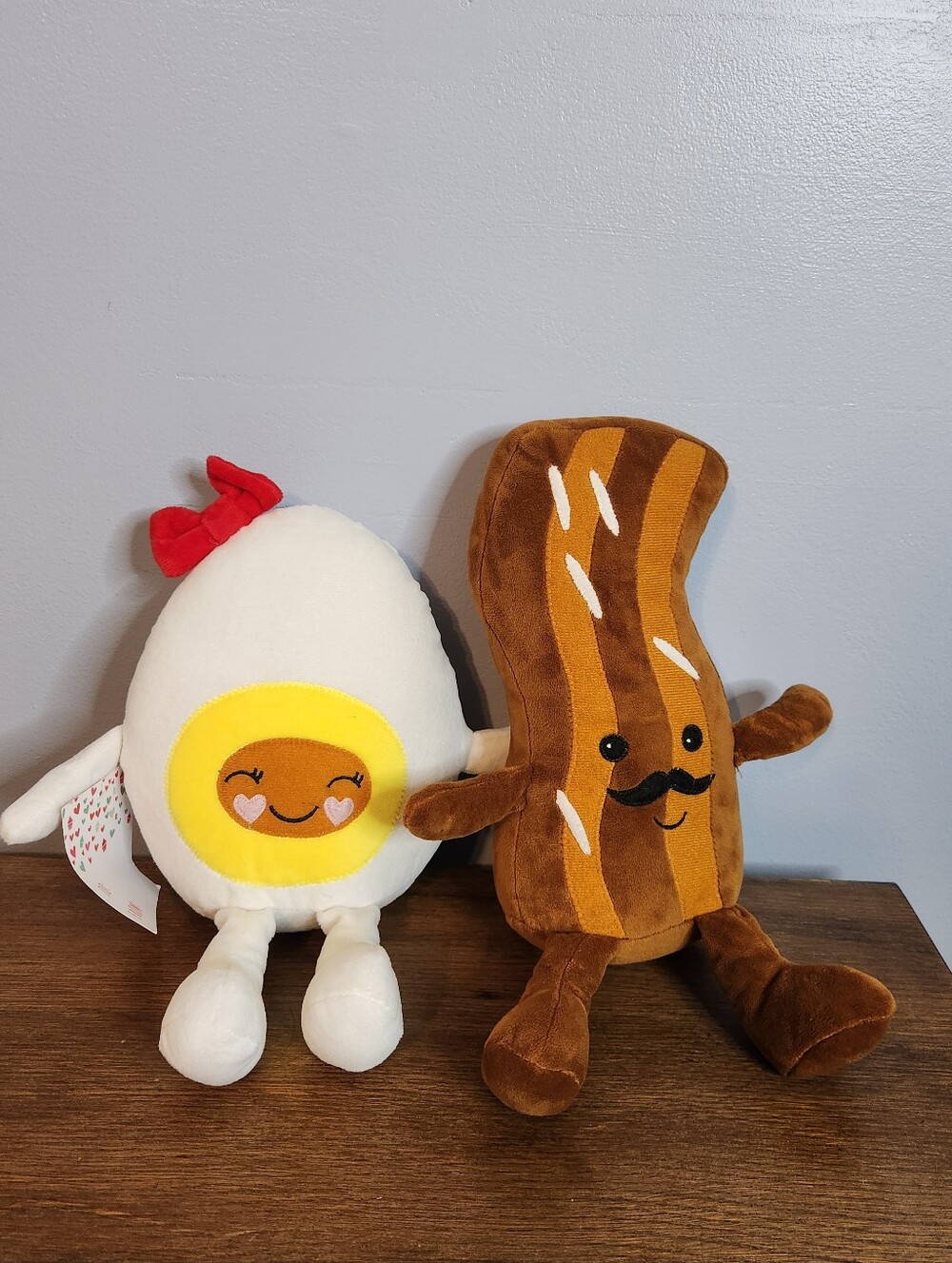 "Valentines Day Plushies, "We Go Together Like Bacon And Eggs"